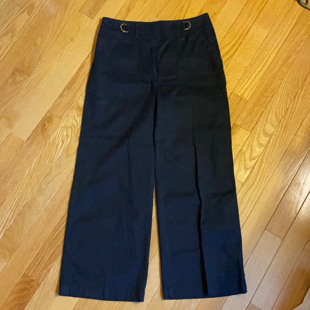 WHBM wide leg cotton navy pants size 0